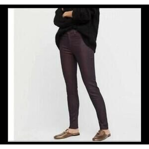 3 X 25 Free People Glitter Skinny Pants High-Rise Purple Shimmer  size 27